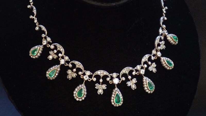 Lot 225: emerald and diamond necklace