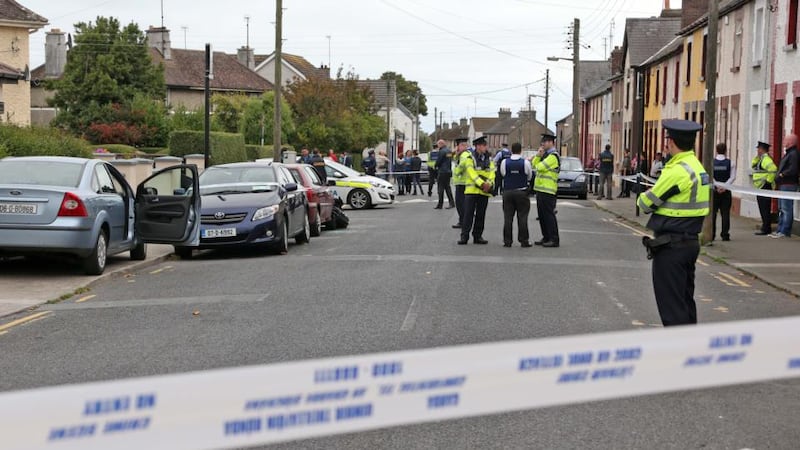 The scene of a fatal shooting in Clonard Street, Balbriggan, Co Dublin this morning. Photograph: Collins