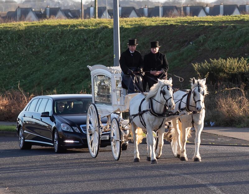 The funeral of Malika Al Kattib arriving at Kilbarry cemetery on Saturday. Photograph: Mary Browne