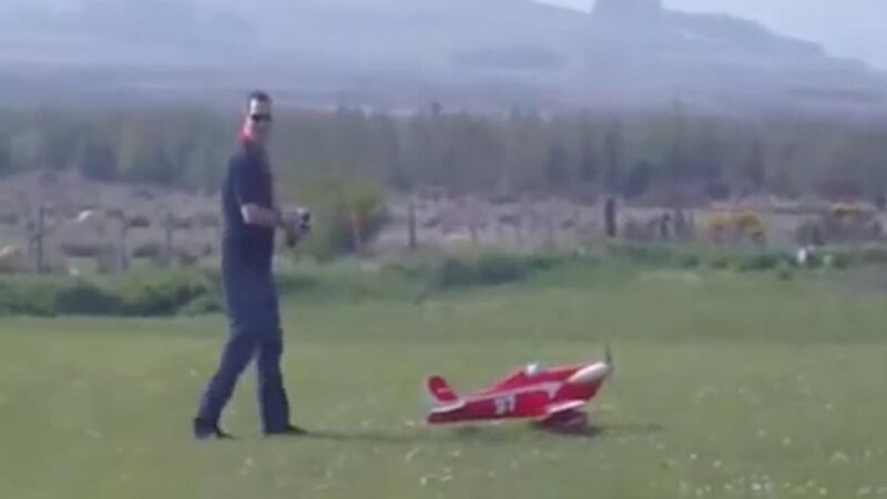 A screengrab from a YouTube video of Graham Dwyer flying his model aircraft