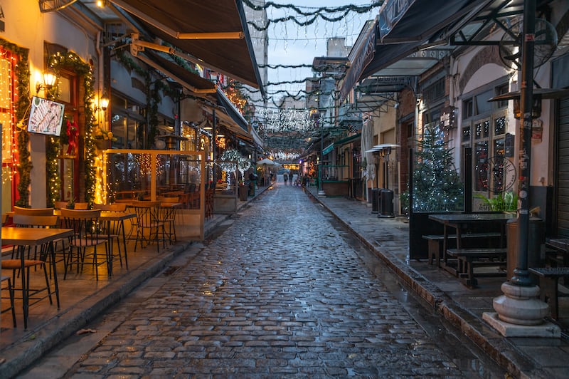 The famous Ladadika area in Thessaloniki is full of bars and restaurants