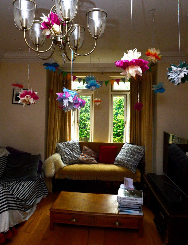 Faye Dinsmore’s living room. Photograph: Cyril Byrne