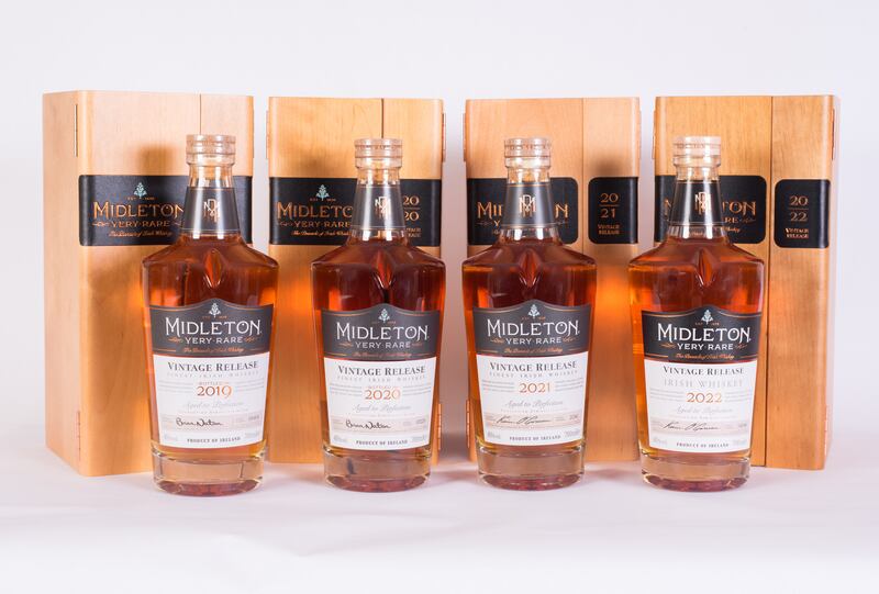 Midleton Very Rare Irish Whiskeys, 2019, 2020, 2021 & 2022, all in original boxes, €2,000-€2,800, Dolan's