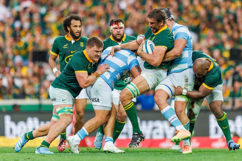 Eben Etzebeth of the Springboks in action against Argentina. Knowing what the Springboks do and stopping them from executing it are two completely different tasks, Photograph: Dirk Kotze/Gallo Images/Getty Images