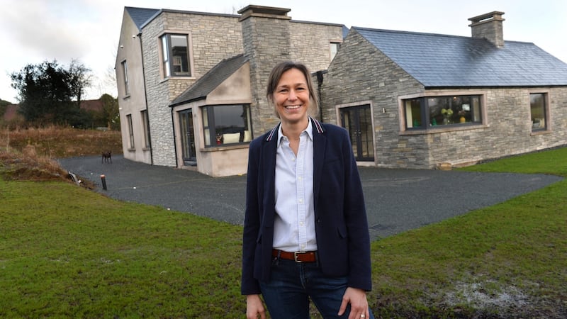 Inge Ronaghan, outside her new home in Coolmuckbane, Co Monaghan. Photograph: Dara Mac Dónaill