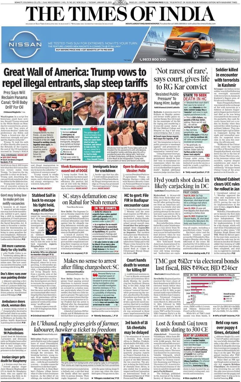 The Times of India front page