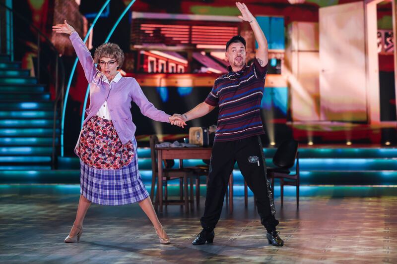 Buster from Mrs Brown’s Boys TV Show Danny O’Carroll with dance partner Salome Chachua during Dancing with the Stars.
Photograph: Kyran O’Brien/kobpix 