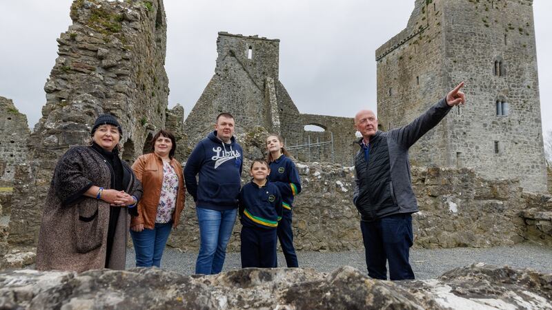 The Yevsiutin family with Stephanie McDermott and Liam O’Sullivan at Kells Abbey in Co Kilkenny. Photograph: Dylan Vaughan