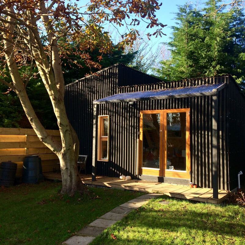 The couple lived in a timber-frame temporary cabin while the works were being completed