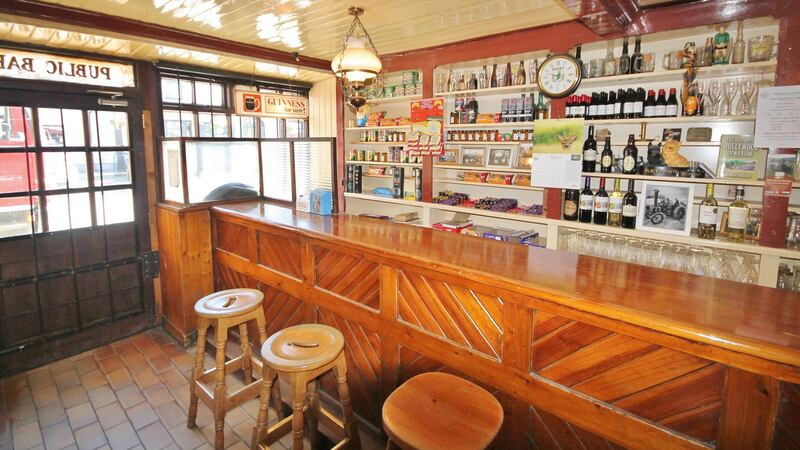 The panelled interior of Tutty’s, Hollywood, Co Wicklow, installed in 1912