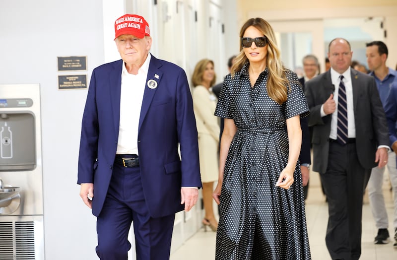 Donald Trump and his wife Melania Trump depart after casting their votes in Palm Beach, Florida. Photograph: Chip Somodevilla/Getty Images