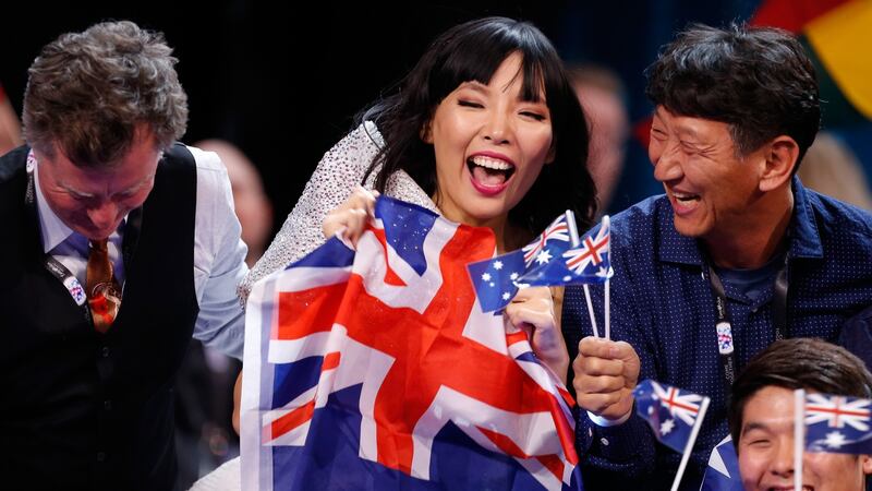 Dami Im (c) representing Australia in Stockholm, Sweden in 2016. Photograph: Michael Campanella/Getty Images