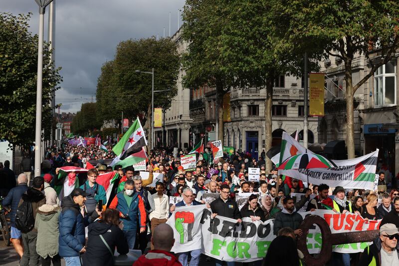 The march on O'Connell Street. Photograph: Dara Mac Dónaill/The Irish Times