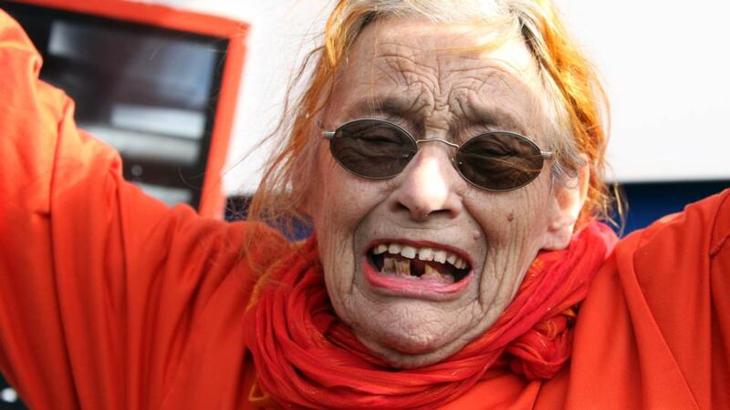 Margaretta D’Arcy is photographed after her release from Mountjoy prison in Dublin. Photograph: Nick Bradshaw/The Irish Times