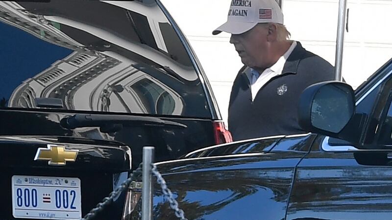 US President Donald J. Trump departs the White House. Photograph: Mike Theiler/EPA/Pool