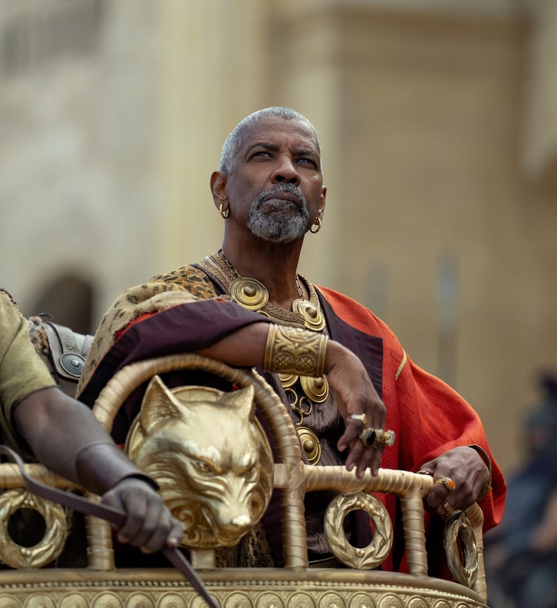 Denzel Washington as Macrinus. Photograph: Aidan Monaghan/ Paramount Pictures.