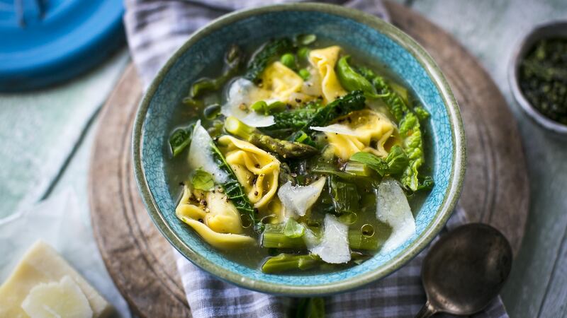 Spring minestrone drop soup: ideal  for the season.