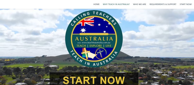 Screenshot of a teacher recruitment campaign for Irish teachers in Australia.