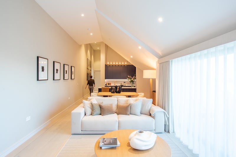 Three-bedroom penthouse kitchen, living and dining area