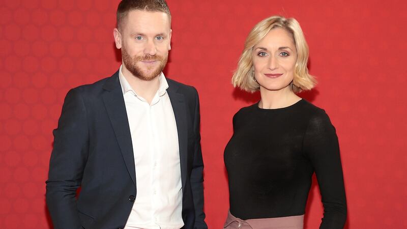 Actors Ian Lloyd and Gráinne Keenan from Sophie Petzal’s drama Blood at Virgin Media Television’s spring launch. Photograph: Brian McEvoy