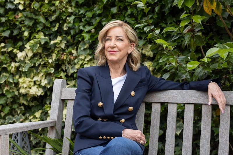 Chris Evert, now a tennis commentator, coach and charitable fundraiser, in the garden of the house in London that she stays at when attending Wimbledon. Photograph: Jeremie Souteyrat/The New York Times
                      