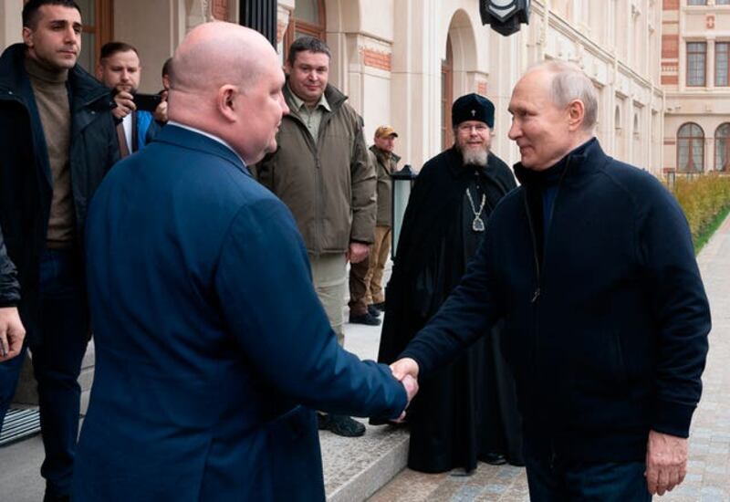 Mr Putin also travelled to Crimea to mark the ninth anniversary of the Black Sea peninsula’s annexation from Ukraine. Photograph: AP