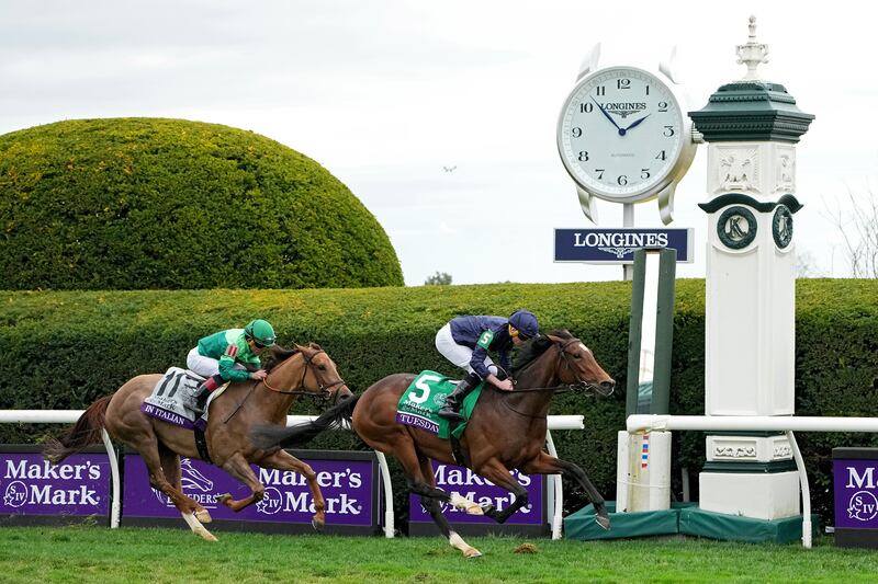 Ryan Moore on board Tuesday winning the Filly & Mare Turf during the Breeders Cup at Keeneland racecourse in Lexington, Kentucky. Photograph: Dylan Buell/Getty Images