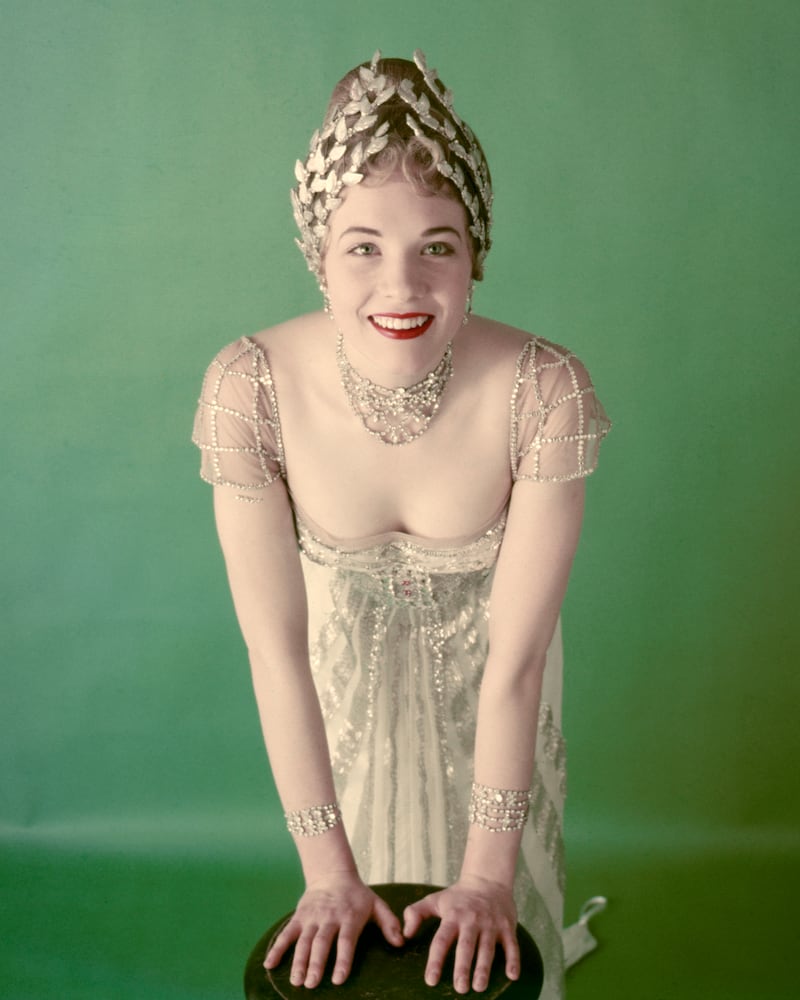 English actress and singer Julie Andrews wearing her ballgown from the stage musical My Fair Lady, circa 1956. Photograph: Silver Screen Collection/Getty Images