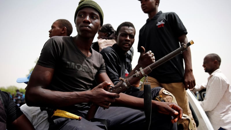 Members of a local militia known as CJTF in the back of a truck during a patrol in the city of Maiduguri, northern Nigeria, June 9th, 2017. File photograph: Akintunde Akinleye/Reuters