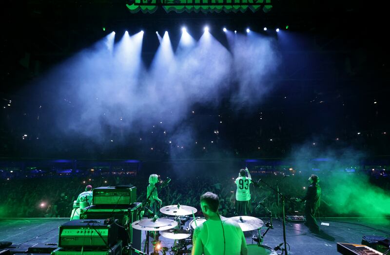 The Fontaines DC play “Starburster” to close their biggest and final homecoming show at 3Arena in Dublin for the tour of their fourth album, Romance. Photograph: Chris Maddaloni/The Irish Times