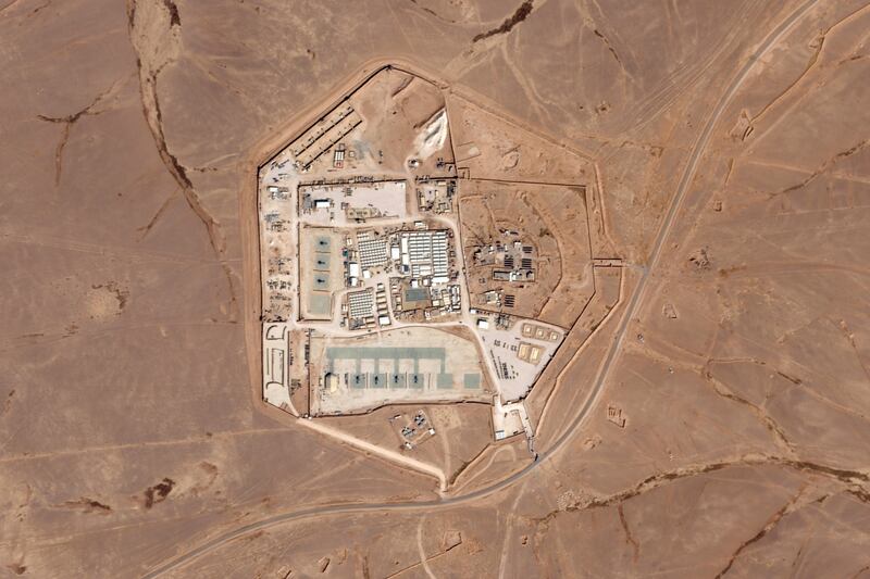 The military base known as Tower 22 in north-eastern Jordan, where three US troops were killed and dozens injured in a drone attack.  Photograph: Planet Labs PBC/AP