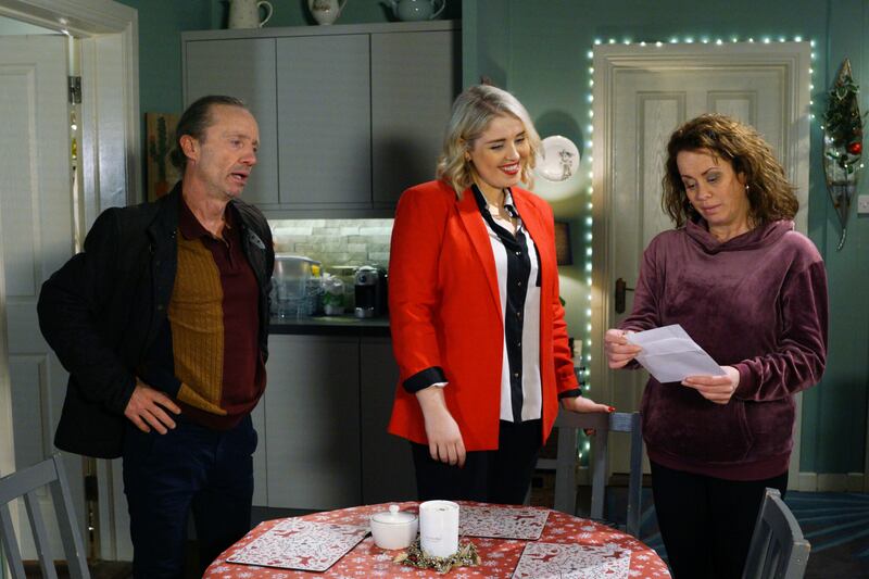 G'way: Fair City's Anto (Paul Ronan), Hayley (Rebecca Grimes) and Sharon (Neili Conroy). Photograph: Beta Bajgart