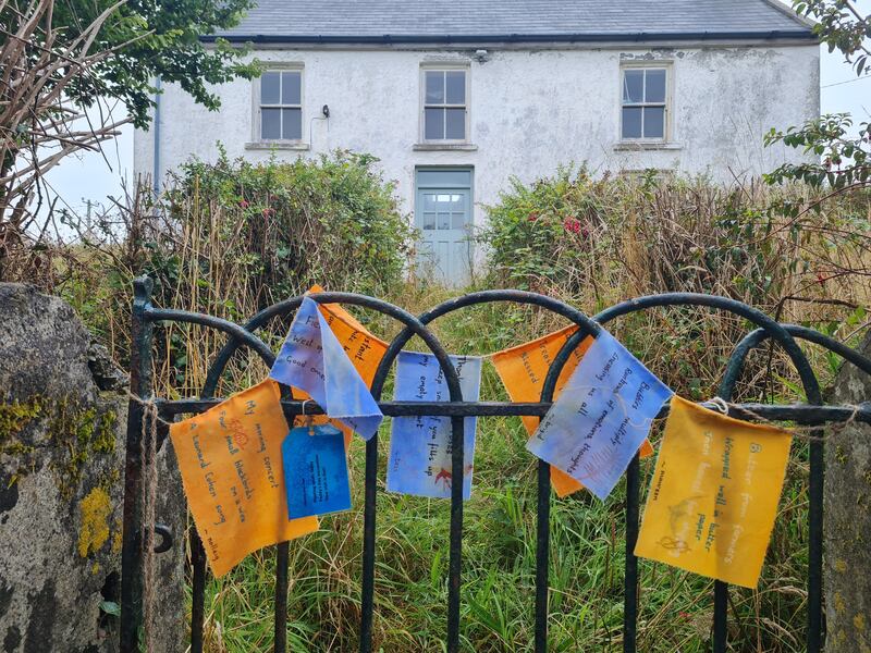 Bunting with haiku outside a house on Sherkin Island