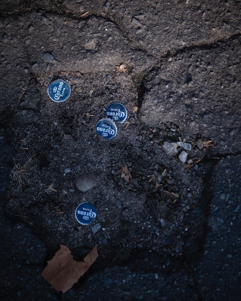 Beer bottle caps outside the monastery. Photograph: Kholood Eid/The New York Times