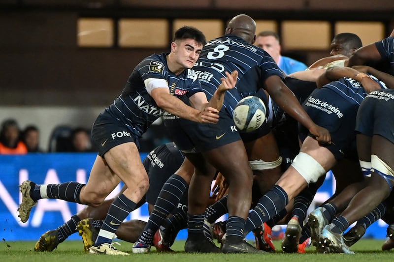 Racing92's French scrum-half Nolann Le Garrec (left) will join La Rochelle next season. Photograph: Sylvain Thomas/AFP via Getty Images