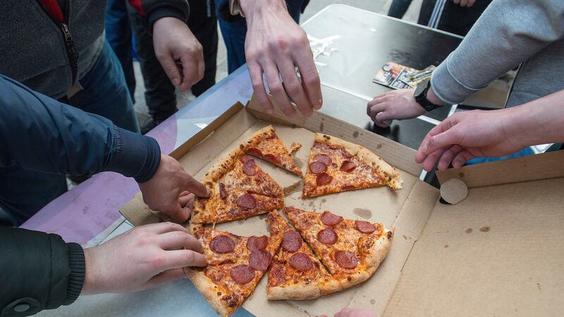 The Sunday Pizza Club operating its free pizza service for homeless people, on Grafton St. Photograph: Dave Meehan