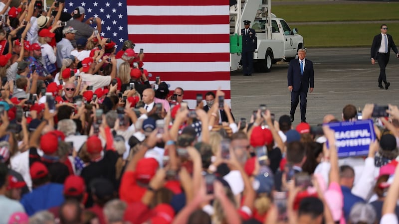 US president Donald Trump walks to the stage after arriving on Air Force One for his, ‘The Great American Comeback Rally’, at Cecil Airport on Thursday  in Jacksonville, Florida. Photograph: Joe Raedle/Getty Images