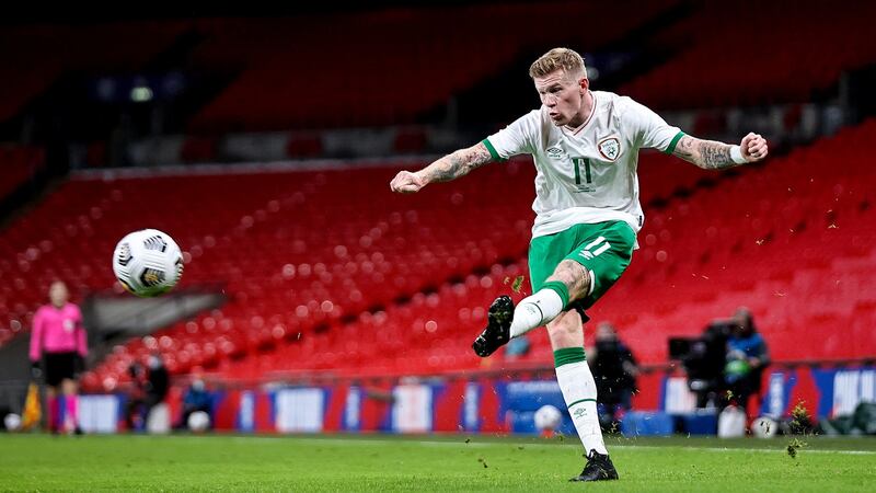 James McClean in action for Ireland against England at Wembley last November. Photograph: Tommy Dickson/Inpho