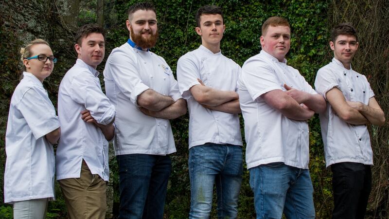 Euro-Toques young chef finalists Bronagh  Rogers, Jack Lenards, Conor Halpenny, Evan O’Ceallaigh, Jason Nolan and Daniel Guerin.