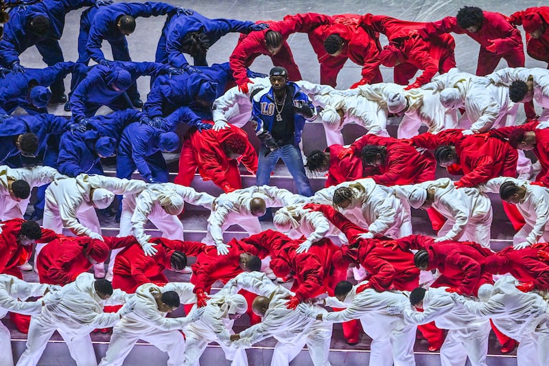 Kendrick Lamar performs during the Apple Music Halftime Show. Photograph: PA Wire