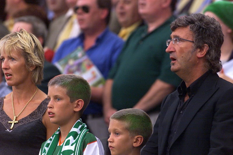 Eddie Jordan and his family at the European Championships qualifer between the Republic of Ireland and Yugoslavia at Lansdowne Road in September 1999. Photograph: Tom Honan/Inpho