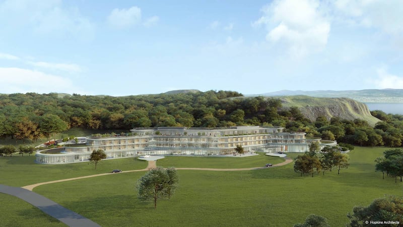 A computer-generated image of the hotel planned for the Deer Park site. 