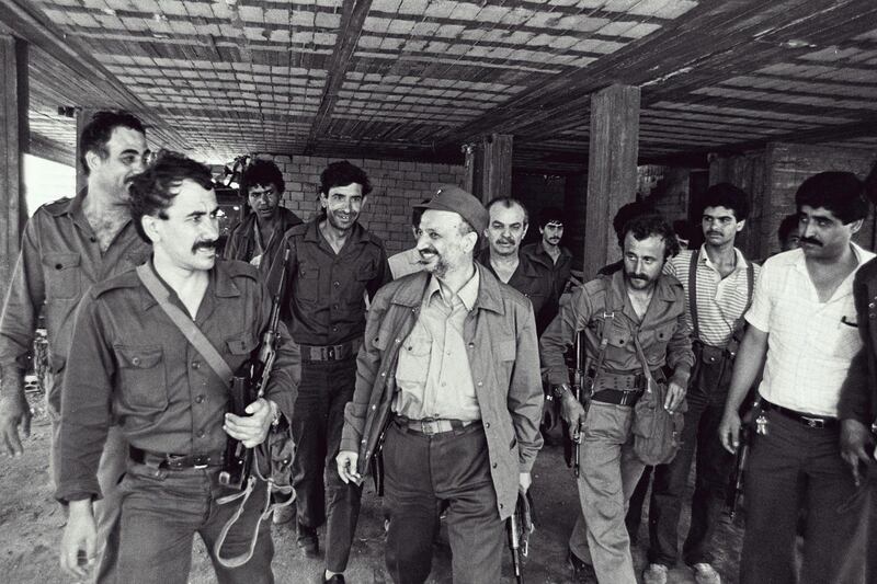 Palestinian leader Yasser Arafat  in Beirut during the early days of the 1982 Israeli invasion of Lebanon. Photograph: Ramzi Haidar/AFP via Getty Images