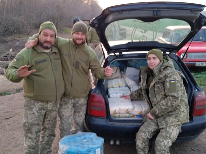 Alexei Panchenko (left) is a Ukrainian Roma who joined the army to fight Russia's invasion last April after escaping occupied territory with his family. Photograph courtesy of Alexei Panchenko