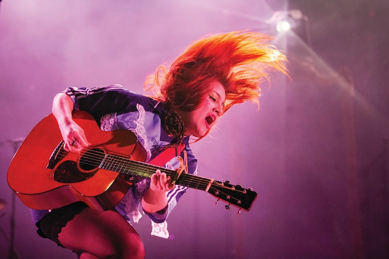 HAIR RAISING: CMAT performs on stage at Fairview Park, Dublin.  Photograph: Tom Honan / The Irish Times