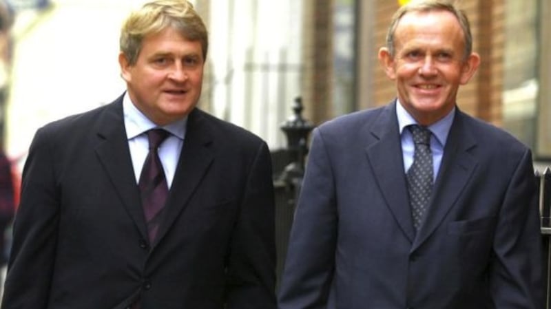 INM’s largest shareholder Denis O’Brien and former company chairman Leslie Buckley. File photograph: Bryan O’Brien/The Irish Times