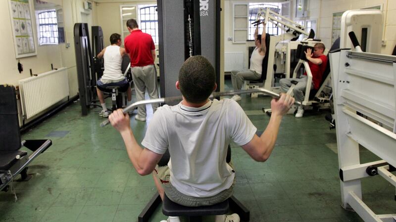 Inmates work out in the gym at St Patrick’s Institution, North Circular Road, Dublin.