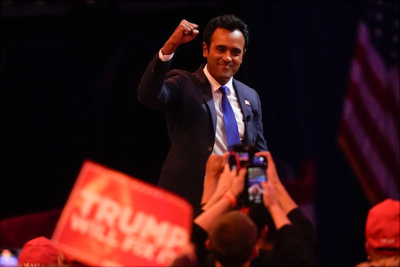 Vivek Ramaswamy suspended his campaign in January and threw his support behind Mr Trump. Photograph: Evan Vucci/AP