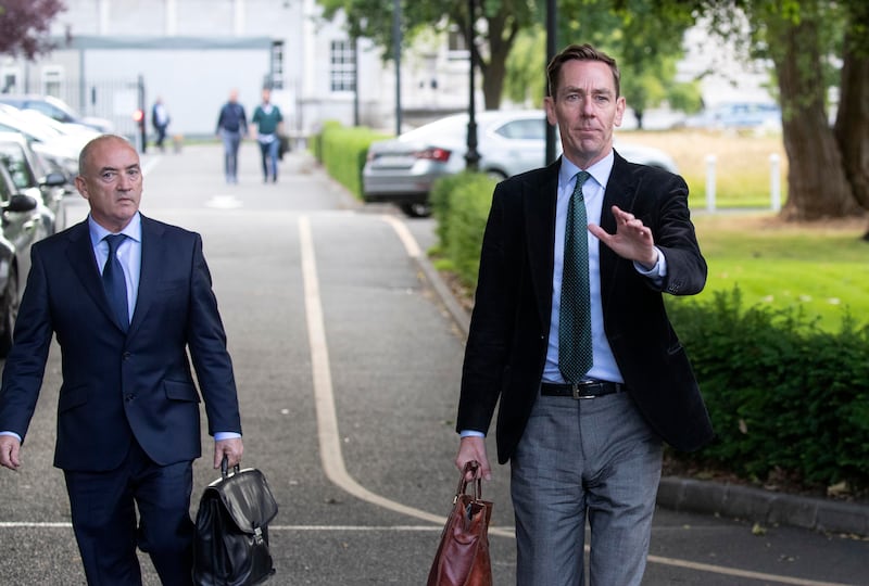 Ryan Tubridy and Noel Kelly leaving the  Public Accounts Committee in 2023. Photograph: Colin Keegan/Collins