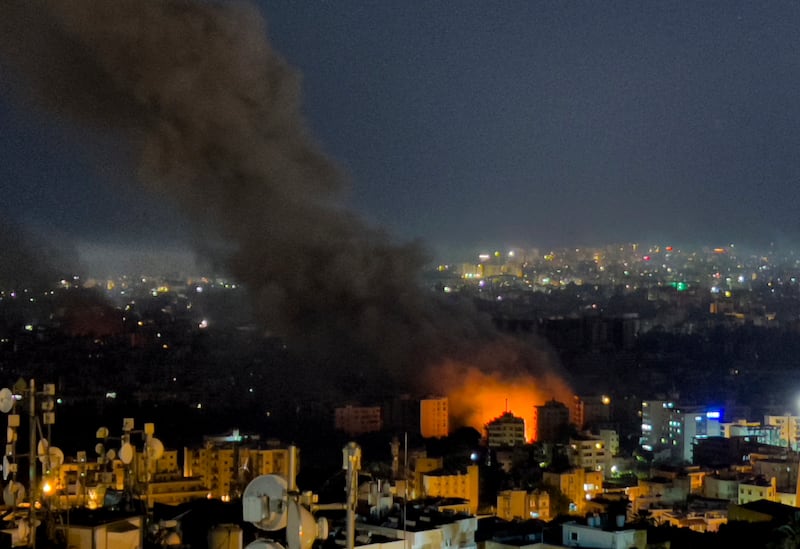 The site of Israeli air strikes in Dahiyeh, Beirut, Lebanon. Photograph: Hussein Malla/AP